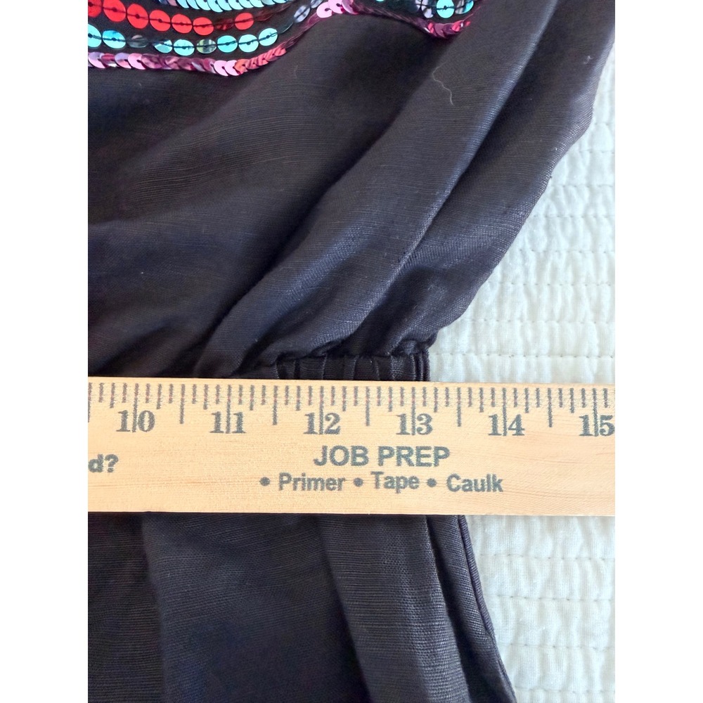 Carolina K Black Sequin Strapless Jumpsuit Multi Color Boho Bandeau One Piece - Picture 6 of 10